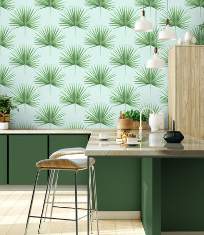 product image for Pacific Palm Peel & Stick Wallpaper in Celeste & Jade 18