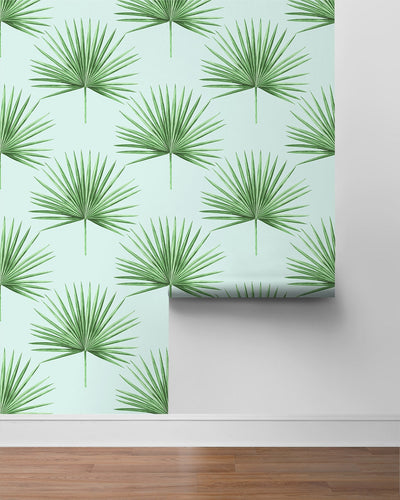 product image for Pacific Palm Peel & Stick Wallpaper in Celeste & Jade 80