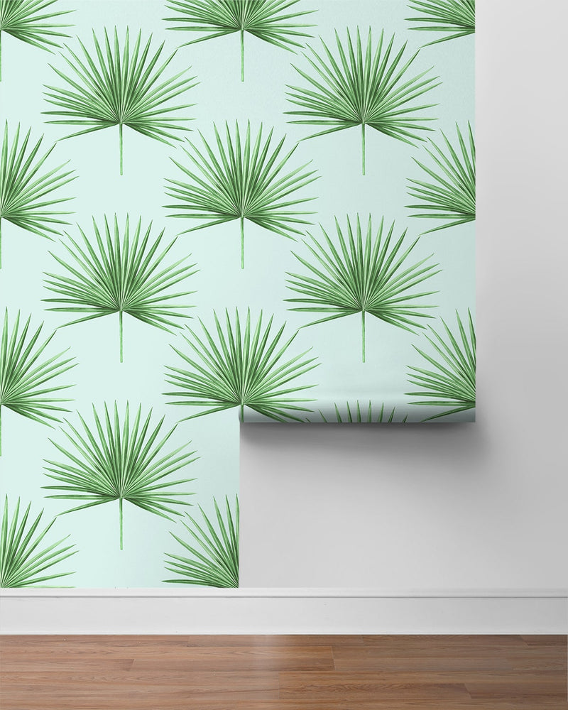 media image for Pacific Palm Peel & Stick Wallpaper in Celeste & Jade 226