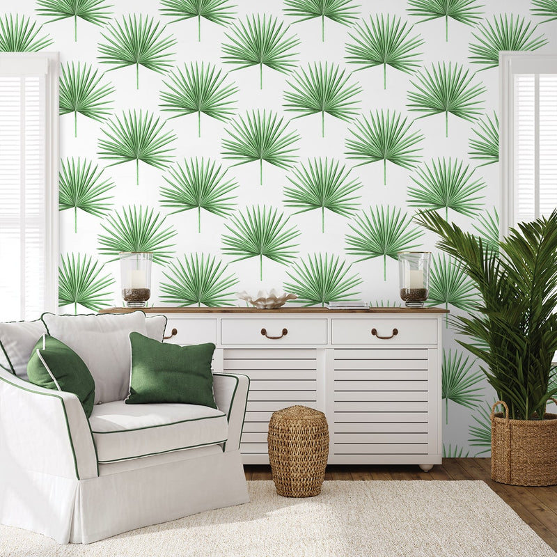 media image for Pacific Palm Peel & Stick Wallpaper in Greenery 225