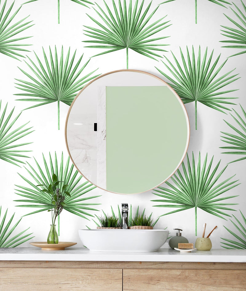media image for Pacific Palm Peel & Stick Wallpaper in Greenery 254