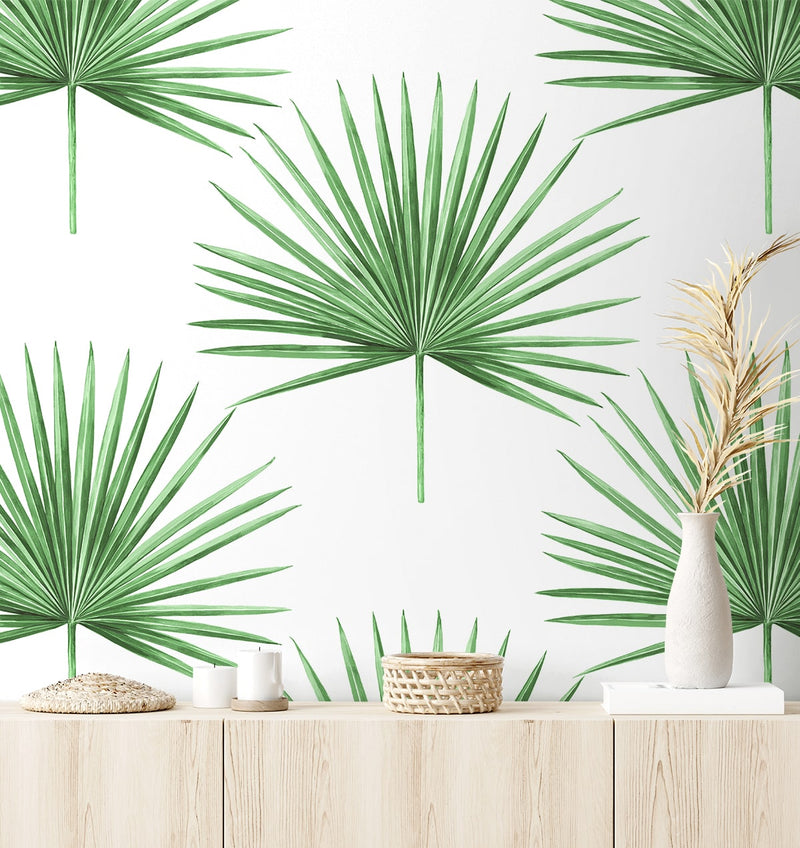 media image for Pacific Palm Peel & Stick Wallpaper in Greenery 235