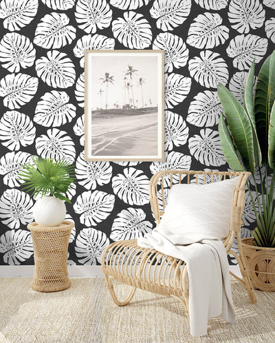 product image for Monstera Leaf Peel & Stick Wallpaper in Shadow 55