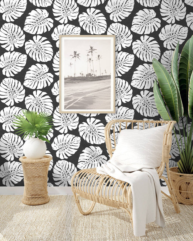 media image for Monstera Leaf Peel & Stick Wallpaper in Shadow 287