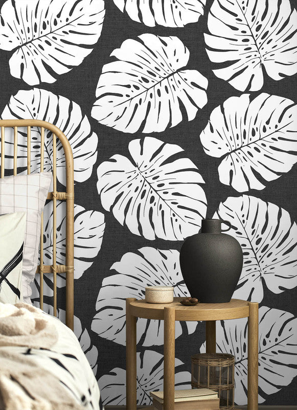 media image for Monstera Leaf Peel & Stick Wallpaper in Shadow 220