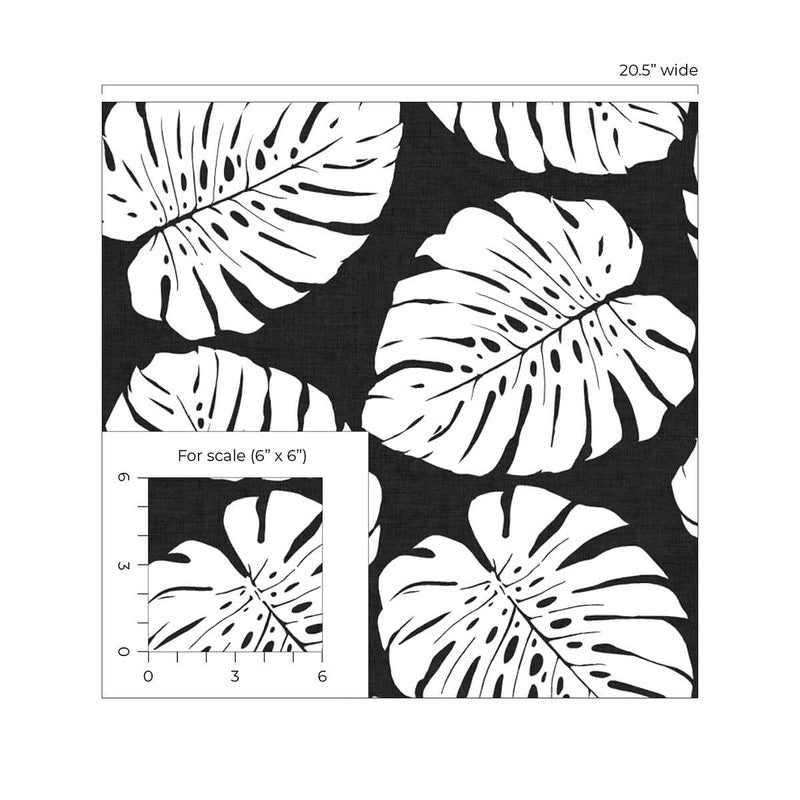 media image for Monstera Leaf Peel & Stick Wallpaper in Shadow 212