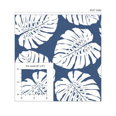 product image for Monstera Leaf Peel & Stick Wallpaper in Blue 23