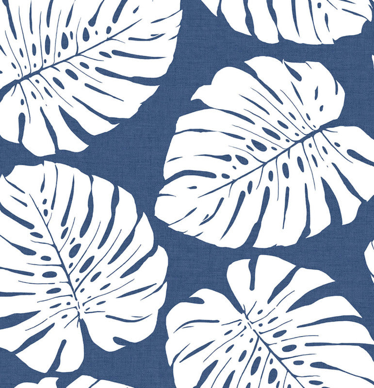 media image for Monstera Leaf Peel & Stick Wallpaper in Blue 29