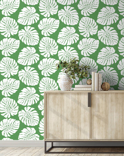 product image for Monstera Leaf Peel & Stick Wallpaper in Green 13