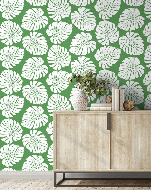 media image for Monstera Leaf Peel & Stick Wallpaper in Green 242