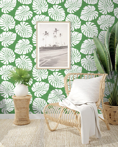 product image for Monstera Leaf Peel & Stick Wallpaper in Green 73