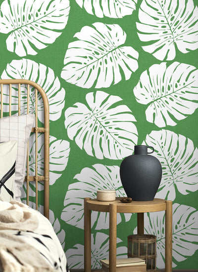 product image for Monstera Leaf Peel & Stick Wallpaper in Green 56