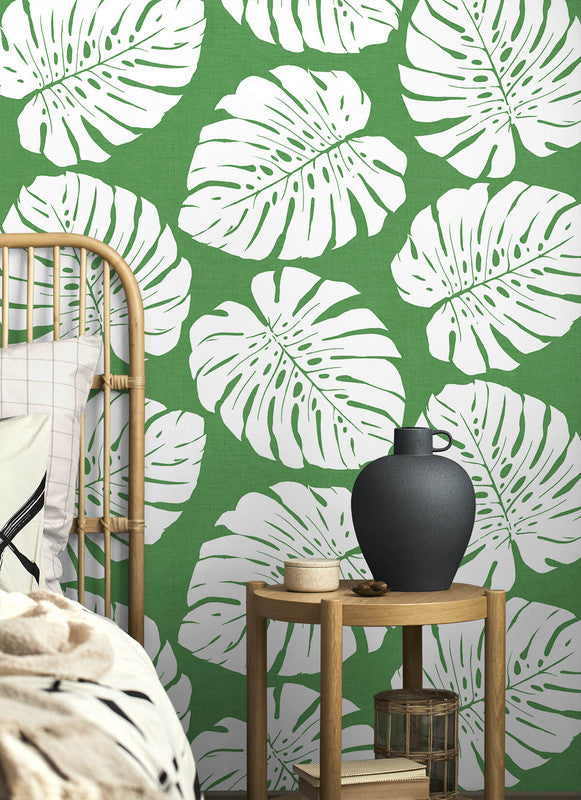 media image for Monstera Leaf Peel & Stick Wallpaper in Green 211