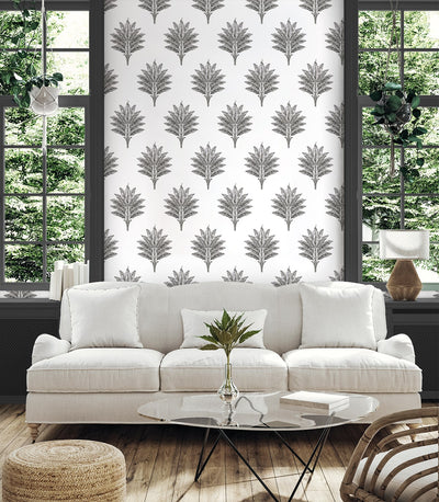 product image for Sea Breeze Palm Peel & Stick Wallpaper in Charcoal 81