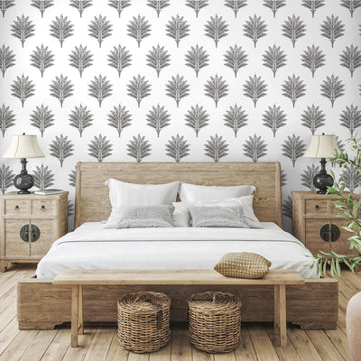 product image for Sea Breeze Palm Peel & Stick Wallpaper in Charcoal 38