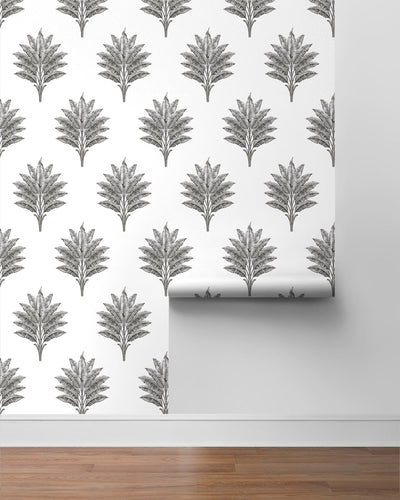 product image for Sea Breeze Palm Peel & Stick Wallpaper in Charcoal 80