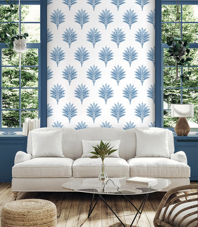 product image for Sea Breeze Palm Peel & Stick Wallpaper in Coastal Blue 60