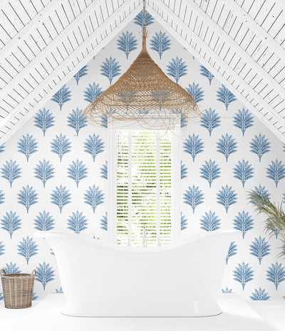 product image for Sea Breeze Palm Peel & Stick Wallpaper in Coastal Blue 26