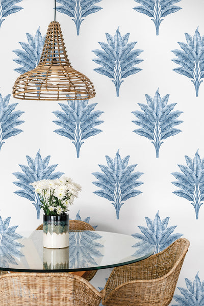 product image for Sea Breeze Palm Peel & Stick Wallpaper in Coastal Blue 32