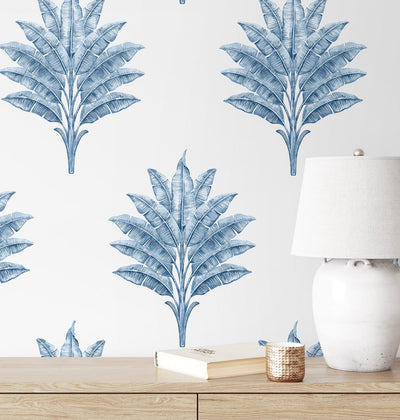 product image for Sea Breeze Palm Peel & Stick Wallpaper in Coastal Blue 99