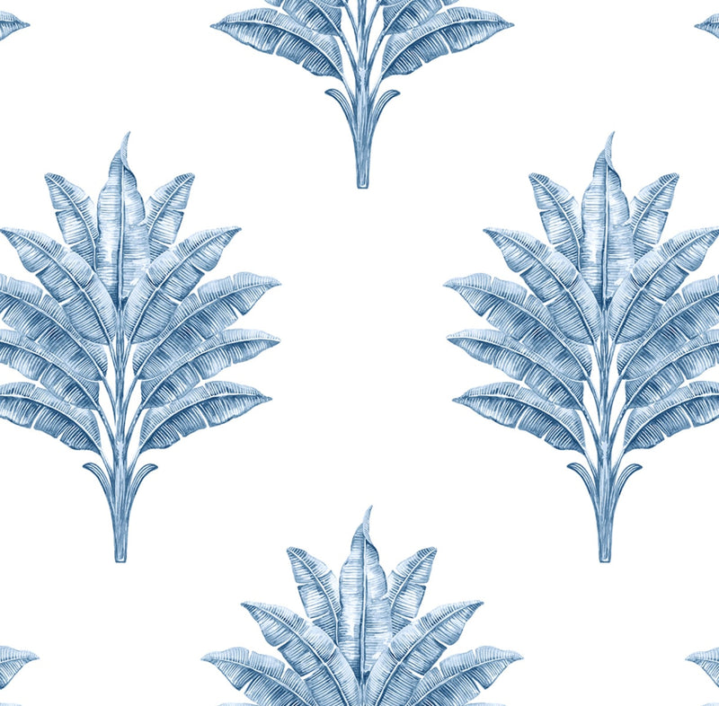 media image for Sea Breeze Palm Peel & Stick Wallpaper in Coastal Blue 235