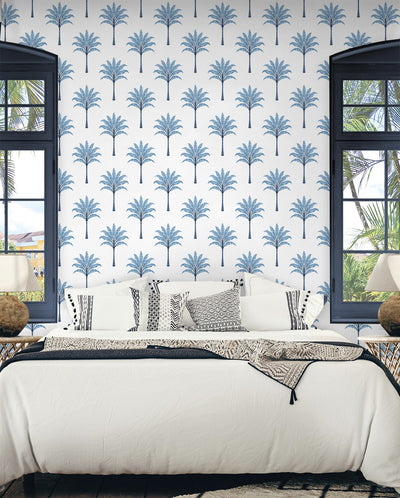 product image for Montgomery Palm Peel & Stick Wallpaper in Blue Lake 1