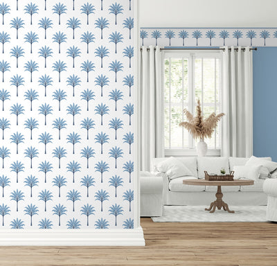 product image for Montgomery Palm Peel & Stick Wallpaper in Blue Lake 55