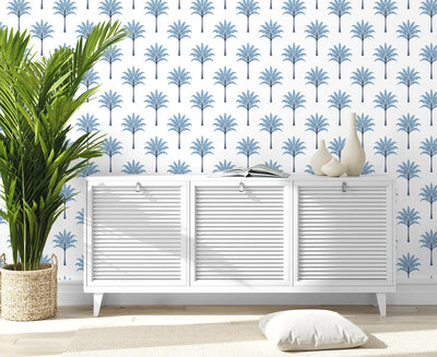 product image for Montgomery Palm Peel & Stick Wallpaper in Blue Lake 7