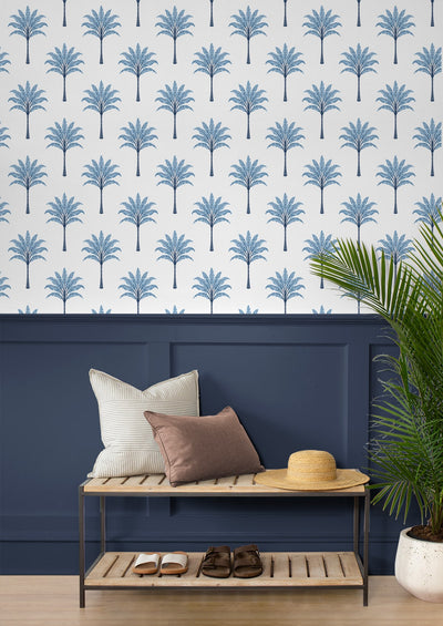 product image for Montgomery Palm Peel & Stick Wallpaper in Blue Lake 86