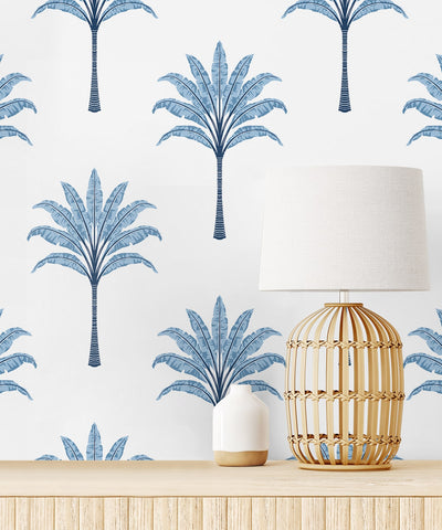 product image for Montgomery Palm Peel & Stick Wallpaper in Blue Lake 76