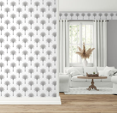 product image for Montgomery Palm Peel & Stick Wallpaper in Harbor Grey 42