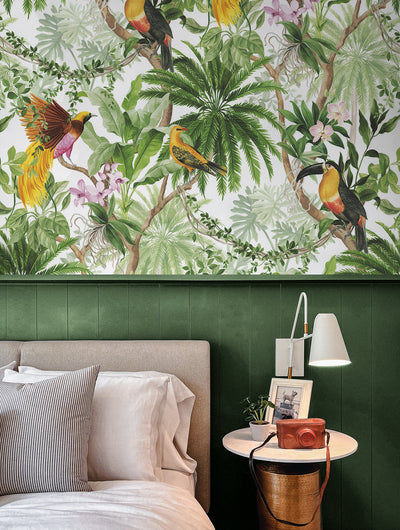 product image for Tropical Bird Peel & Stick Wallpaper in White 96