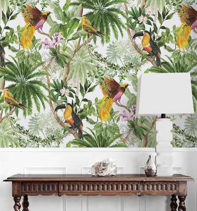 product image for Tropical Bird Peel & Stick Wallpaper in White 38