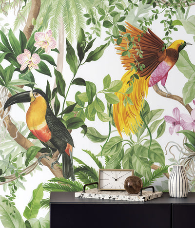 product image for Tropical Bird Peel & Stick Wallpaper in White 96