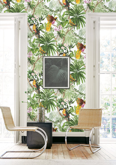 product image for Tropical Bird Peel & Stick Wallpaper in White 18