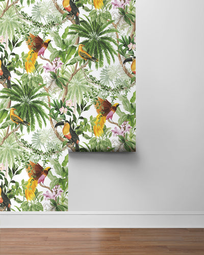 product image for Tropical Bird Peel & Stick Wallpaper in White 20