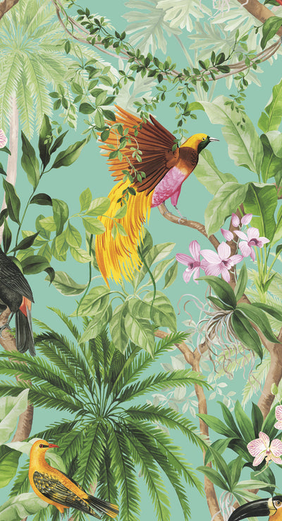 product image of Tropical Bird Peel & Stick Wallpaper in Aqua 536