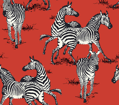 product image of Playful Zebras Peel & Stick Wallpaper in Red 560