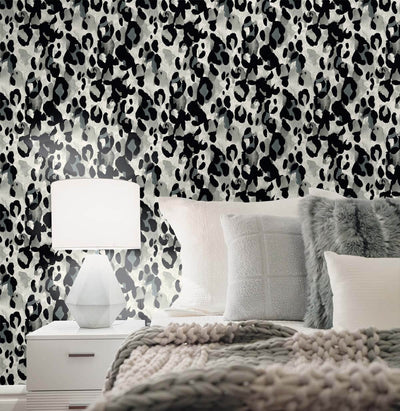 product image for Leopard Print Peel & Stick Wallpaper in Anchored Grey 93