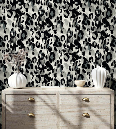 product image for Leopard Print Peel & Stick Wallpaper in Anchored Grey 65