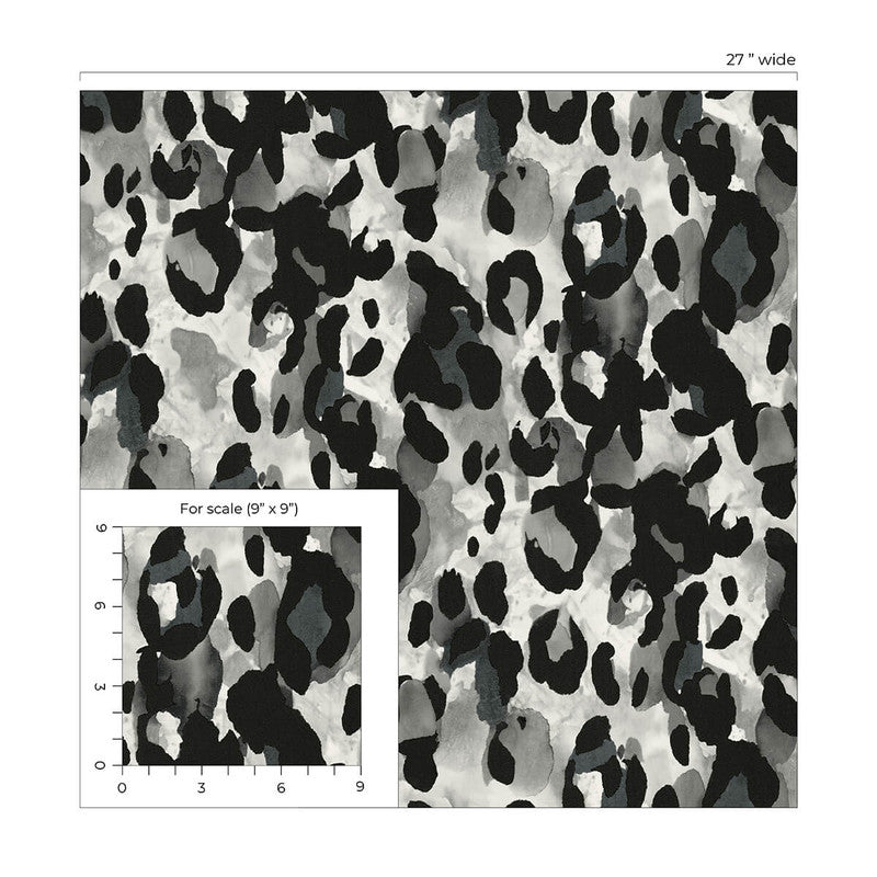 media image for Leopard Print Peel & Stick Wallpaper in Anchored Grey 235