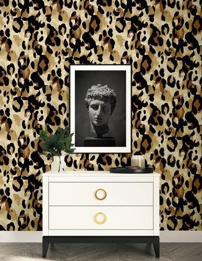 product image for Leopard Print Peel & Stick Wallpaper in Fallburn Tan 4