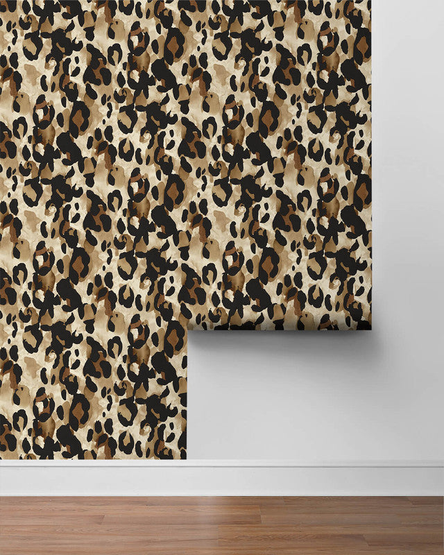 media image for Leopard Print Peel & Stick Wallpaper in Fallburn Tan 223