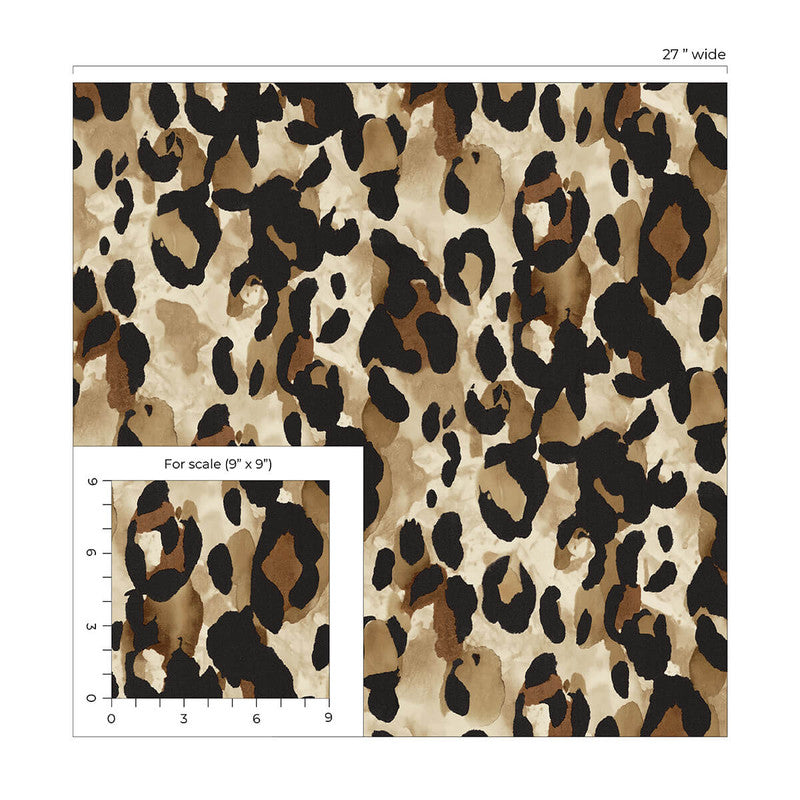 media image for Leopard Print Peel & Stick Wallpaper in Fallburn Tan 240