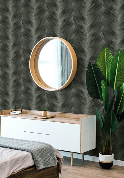 product image for Washed Chevron Peel & Stick Wallpaper in Charcoal 32