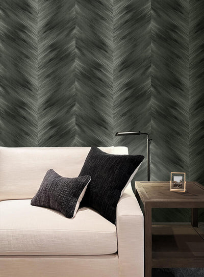 product image for Washed Chevron Peel & Stick Wallpaper in Charcoal 40