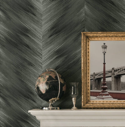 product image for Washed Chevron Peel & Stick Wallpaper in Charcoal 76