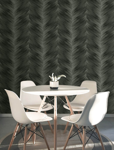 product image for Washed Chevron Peel & Stick Wallpaper in Charcoal 9