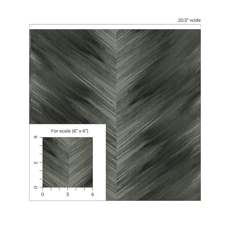 media image for Washed Chevron Peel & Stick Wallpaper in Charcoal 211