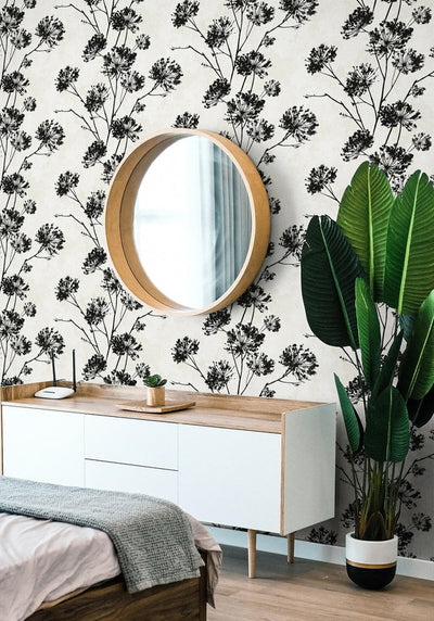 product image for Dandelion Floral Peel & Stick Wallpaper in Ebony 33